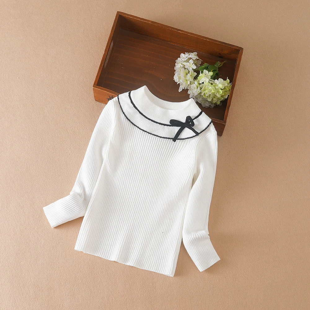 Color: black, Kid Size: 6T - Girls Sweater Pullovers Autumn Winter Baby Warm Sweaters Tops Children Knitwear Kids Clothes