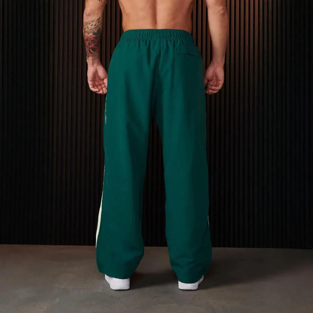 Color: Blue, Size: L - Jogger Men's Sweatpants Gym Sports Fitness Splicing Strips Printing Mid Waist Casual Pants Ya Fashion Men Clothing Wide Leg Pan