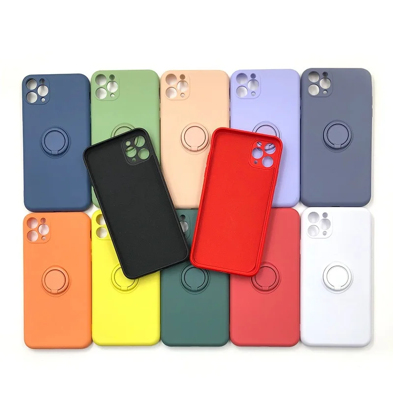 Material: GENUINE LEATHER, Color: PURPLE, Ships From: CN - With Ring Holder Shockproof Case For IPhone 15 14 13 12 11 Pro Xs Max Xr SE2/SE3 8 7 Plus Silicone TPU Soft Back Cover