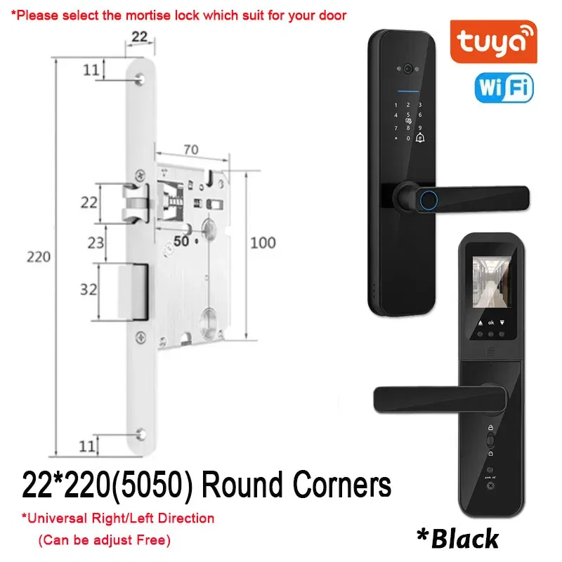 Color: red brown, Ships From: CHINA - New! Tuya Wifi Digital Electronic Smart Door Lock With Biometric Camera Fingerprint Smart Card Password Key Unlock