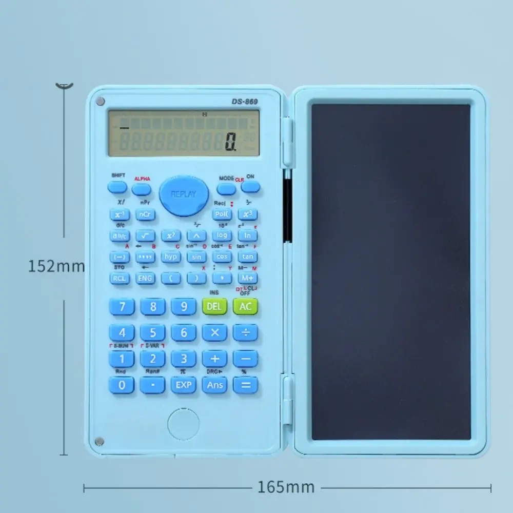 Color: Red - 2 IN 1 Scientific Calculator with LCD Notepad 12 Digits Math Calculator Portable Foldable Handwriting Board School Office