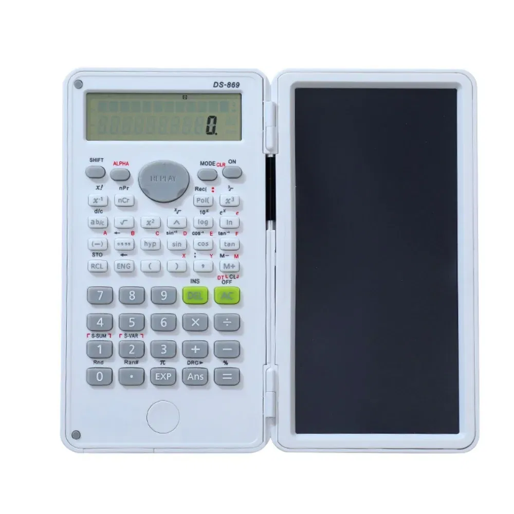 Color: Red - 2 IN 1 Scientific Calculator with LCD Notepad 12 Digits Math Calculator Portable Foldable Handwriting Board School Office