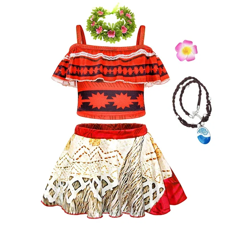 Color: Blue, Kid Size: 9M - Moana 2 Swimsuit Summer Holiday Beach Girls Two-piece Bikini Toddler Adventure Outfit Pool Party Vaiana Fancy Dress Up