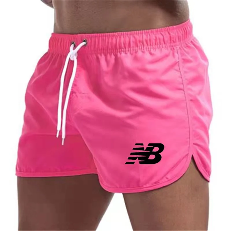 Color: Yellow, Size: S - Letter B Summer men's luxury beach pants clothing quick dry gym jogging sexy shorts vacation casual swimming trunks
