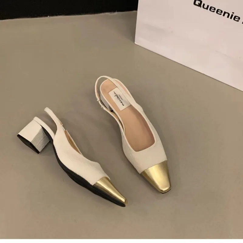 Color: Beige, Shoe Size: 35 - Fashion Women's Shoes Women's Dress Shoes Mid Heel Wedding Sandals All Matching Pointed Princess Shoes