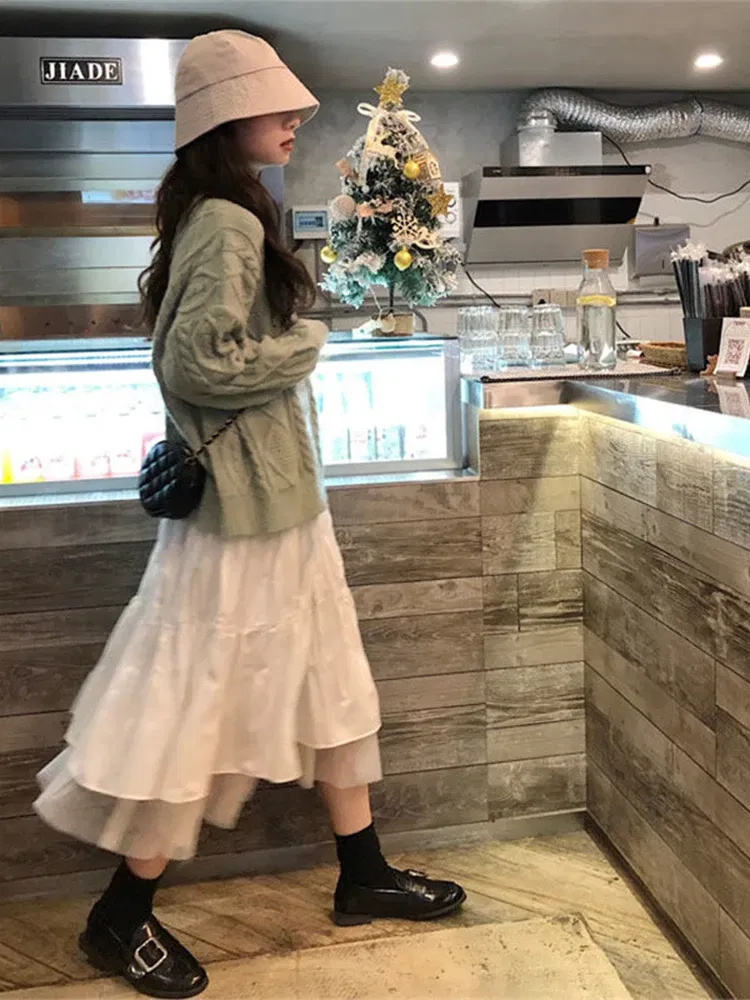 Color: black, Size: XL - Long Tulle Midi Skirts Womens  Autumn Elastic High Waist Mesh Tutu Pleated Skirts Female Black White Long Skirt Streetwear