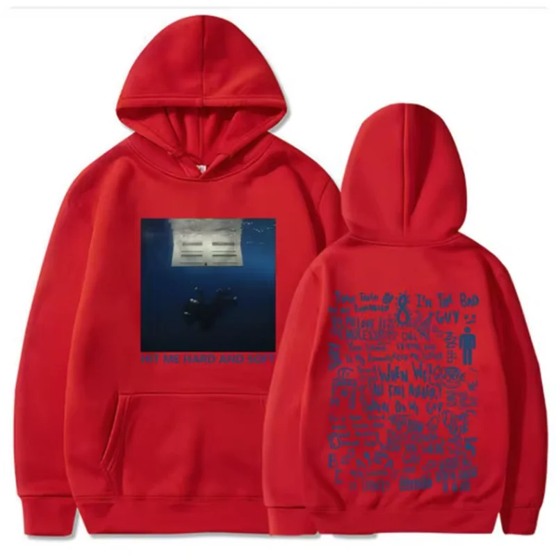 Color: GRAY, Size: S - 2024 Hit Me Hard and Soft Tour Hoodie Billie Hoodie Men's Hoodie Sudaderas Men's Casual Sports
