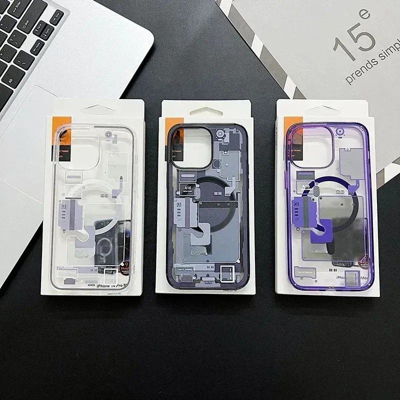 Material: ABS, Color: Sky blue - FOR 2024 Original Technology Phone Case For IPhone 15 14 13 12 Pro Max Plus Magnetic Wireless Charging High Quality Bumpers