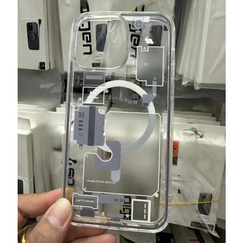 Material: ABS, Color: Sky blue - FOR 2024 Original Technology Phone Case For IPhone 15 14 13 12 Pro Max Plus Magnetic Wireless Charging High Quality Bumpers
