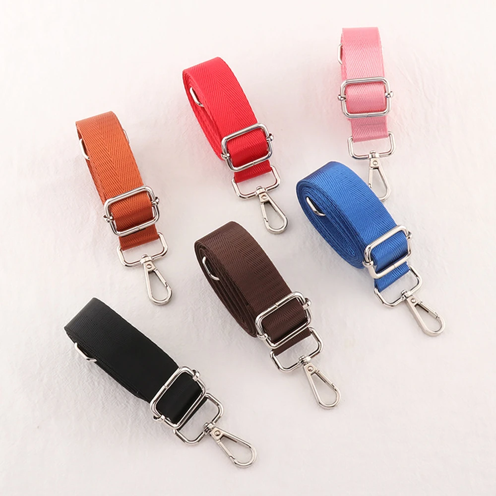 Color: Bronze - Shoulder Bag Strap Fashion Wide Replacement Strap For Bags Nylon Woman Messenger Bag Accessories Silver Metal Buckle Bag Straps
