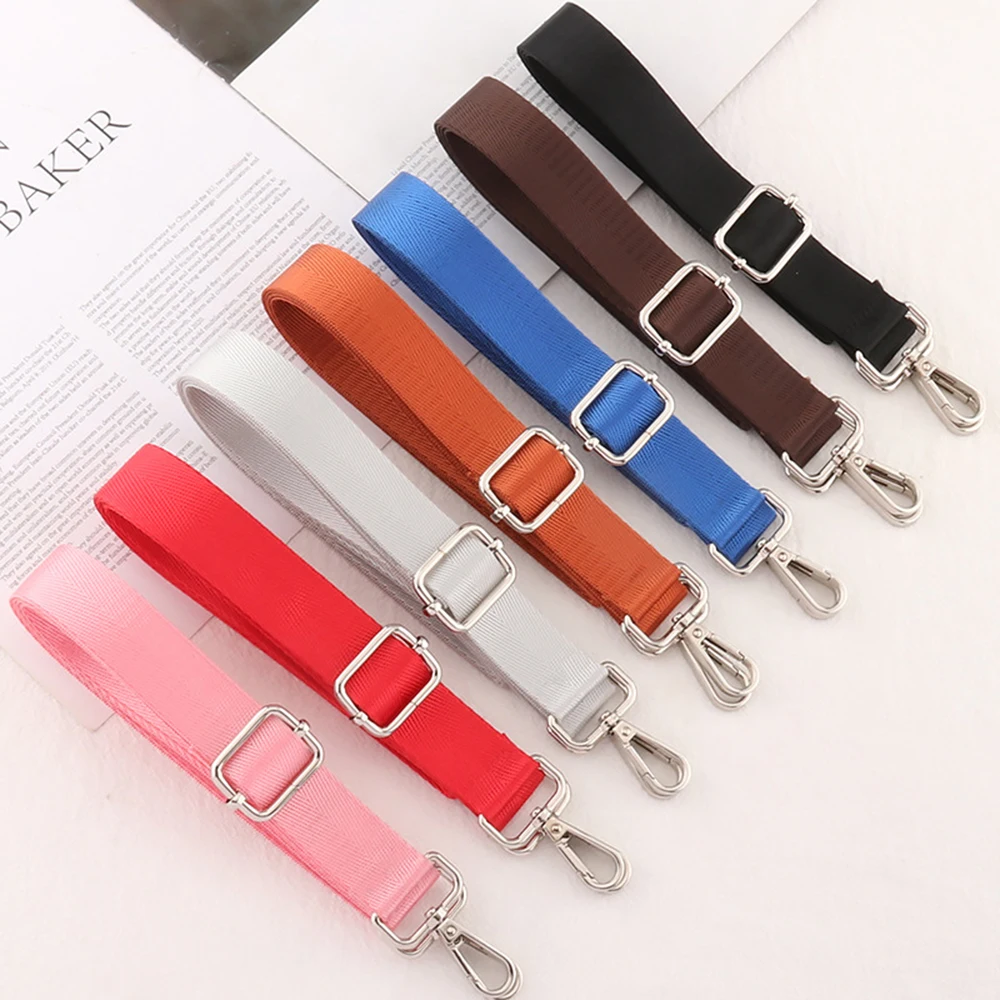 Color: Bronze - Shoulder Bag Strap Fashion Wide Replacement Strap For Bags Nylon Woman Messenger Bag Accessories Silver Metal Buckle Bag Straps