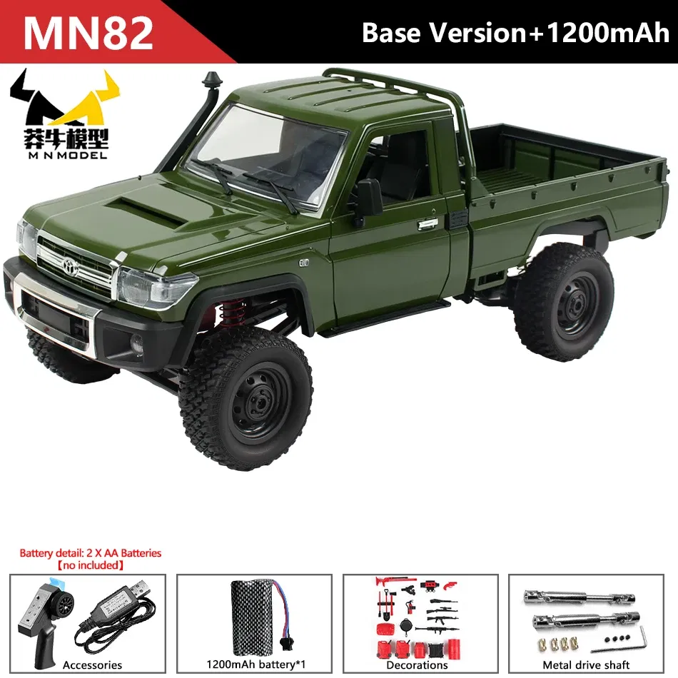Color: Fluorescent Green - MN MODEL 1/12 4x4 2.4G Remote Control Climbing Car Professional LC79 Truck Off-road Vehicle Rock Crawler All Terrain Pickup Toy