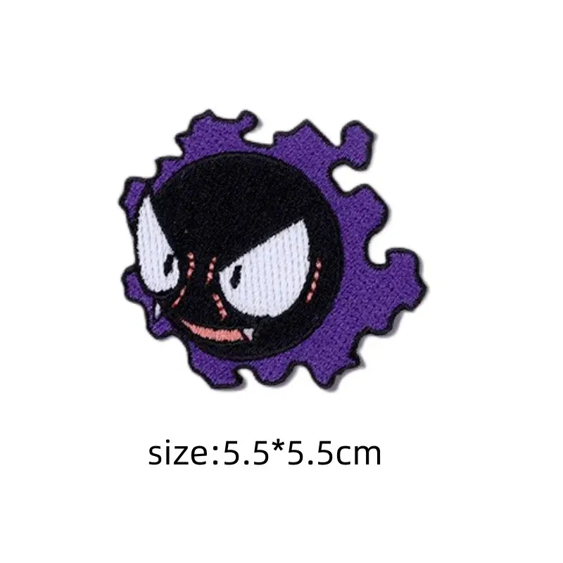 Color: WHITE - Original Pokemon 3 style Gengar Patch DIY Badge Cloth Patch Embroidery Clothing bag sticker Down Jacket Denim Xmas Gift