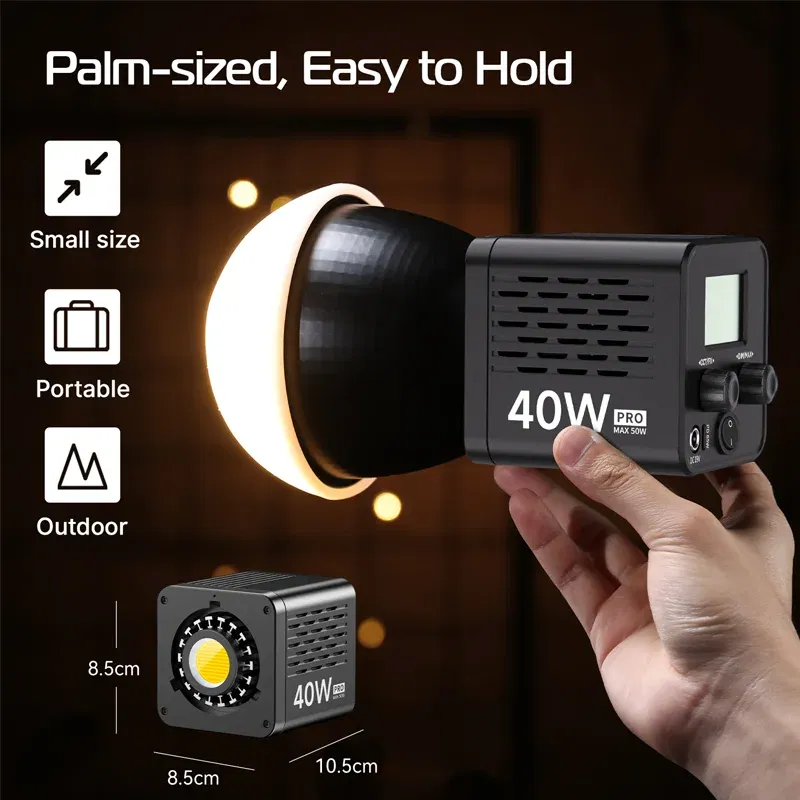 Color: grey, Ships From: CHINA - New! L023 40W Pro Portable LED Video Light Bi-Color COB Photographic Studio Light 2500K-6500K 3400mAh for Video Live-streaming