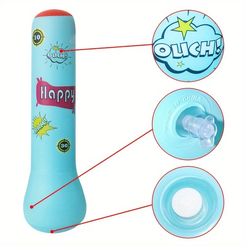 Color: black - Inflatable Bopper Kids Punching Bag with Bounce-Back Action Inflatable Punching Bag for Kids Presents Inflatable Toys for Kids
