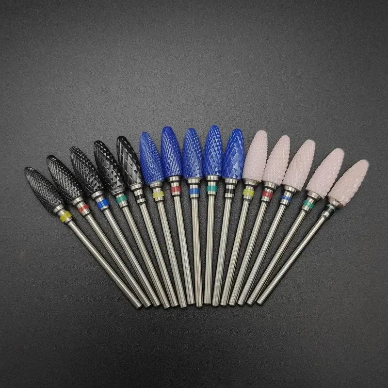 Color: Ivory - Ceramic Carbide Nail Drill Bit Rotate Burr Milling Nail Cutter Bits Electric Drill Machine For Manicure Pedicure Tools