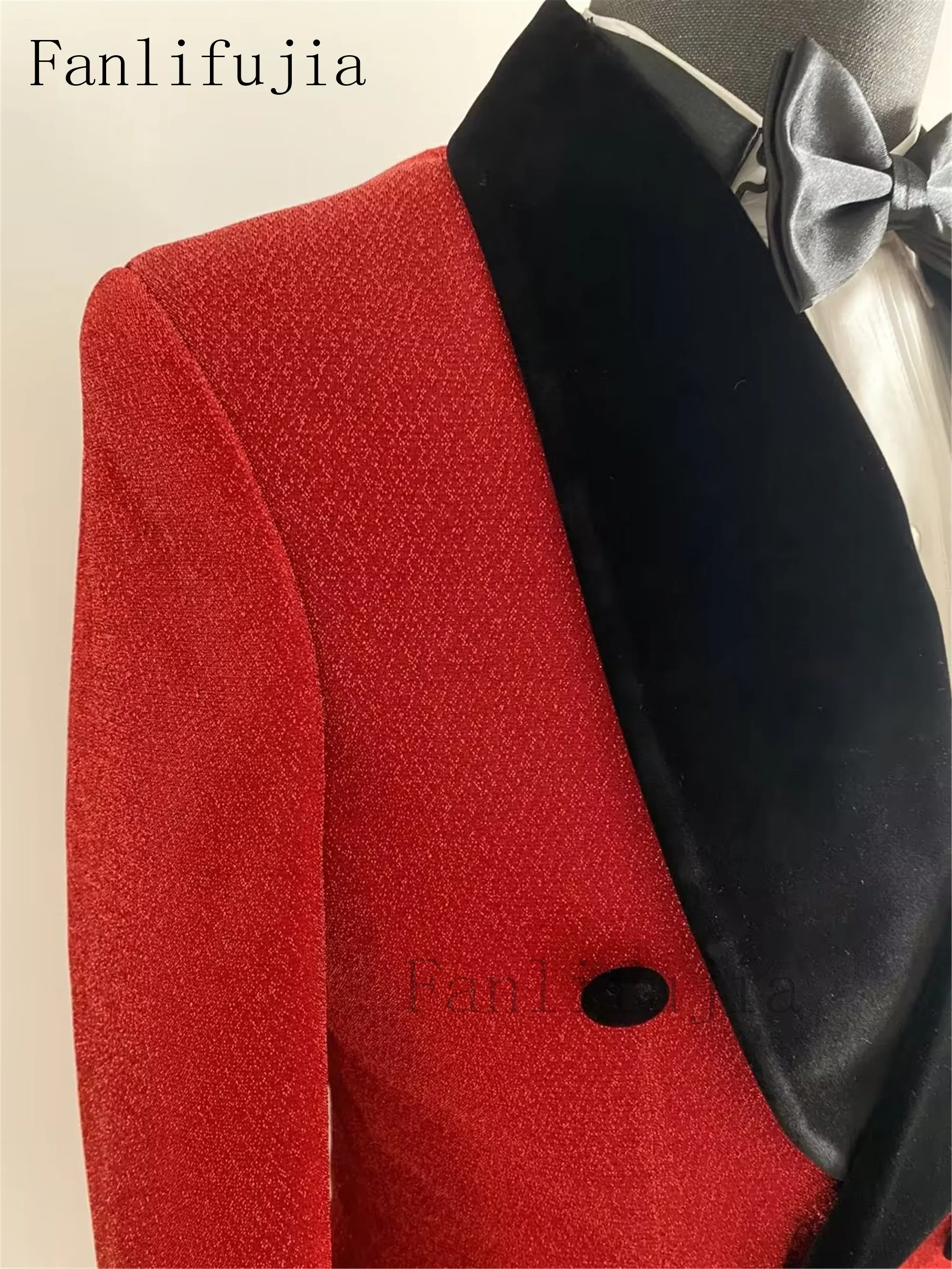 Color: Gold, Size: 4XL - Fanlifujia Luxury Red Glitter Suits Men Groom Wedding Tuxedo Double Breasted Blazer Formal Evening Party Prom Dress 2 Pieces Set