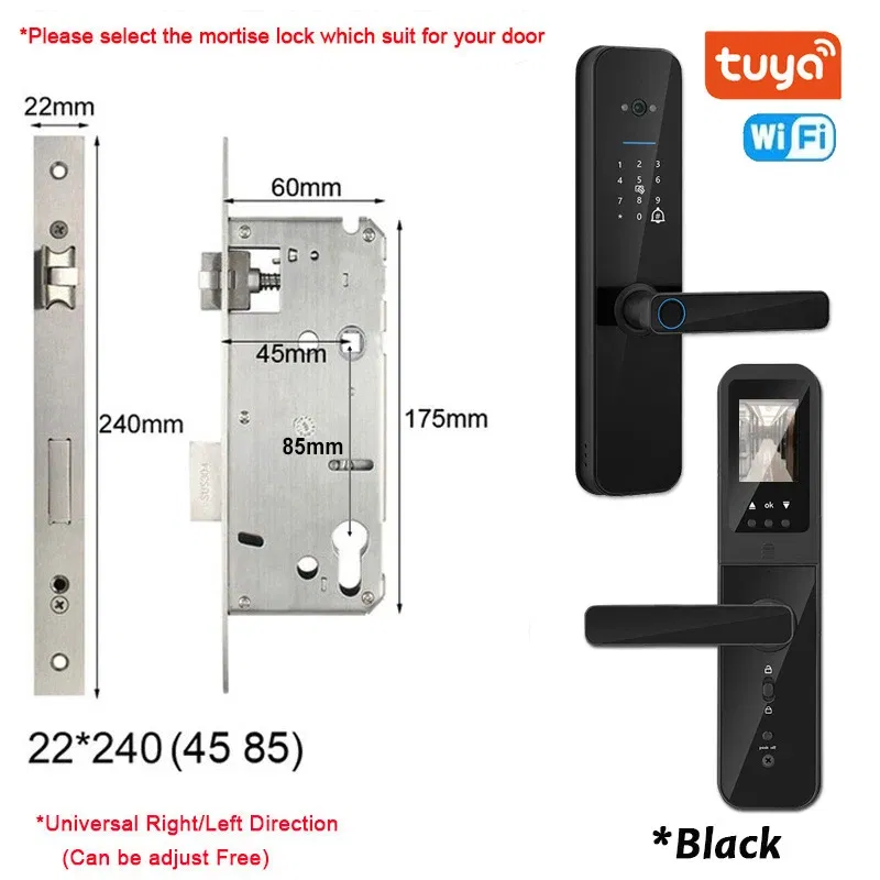 Color: Ice Blue, Ships From: CHINA - New! Tuya Wifi Digital Electronic Smart Door Lock With Biometric Camera Fingerprint Smart Card Password Key Unlock