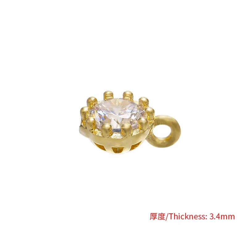 Metal color: Orange - ZHUKOU 6x8mm Mini Brass Crystal Necklace Pendant for Women DIY Necklace Bracelet Jewelry Pendant Accessories model: VD665