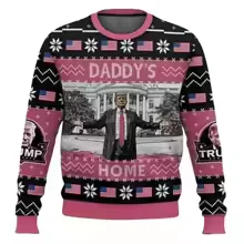 Color: Pink, Size: S - Home Alone Ugly Christmas Sweater Men Women Pullover Hot Sale Round Neck Long Sleeve Top Christmas Clothing 3D Funny Printed
