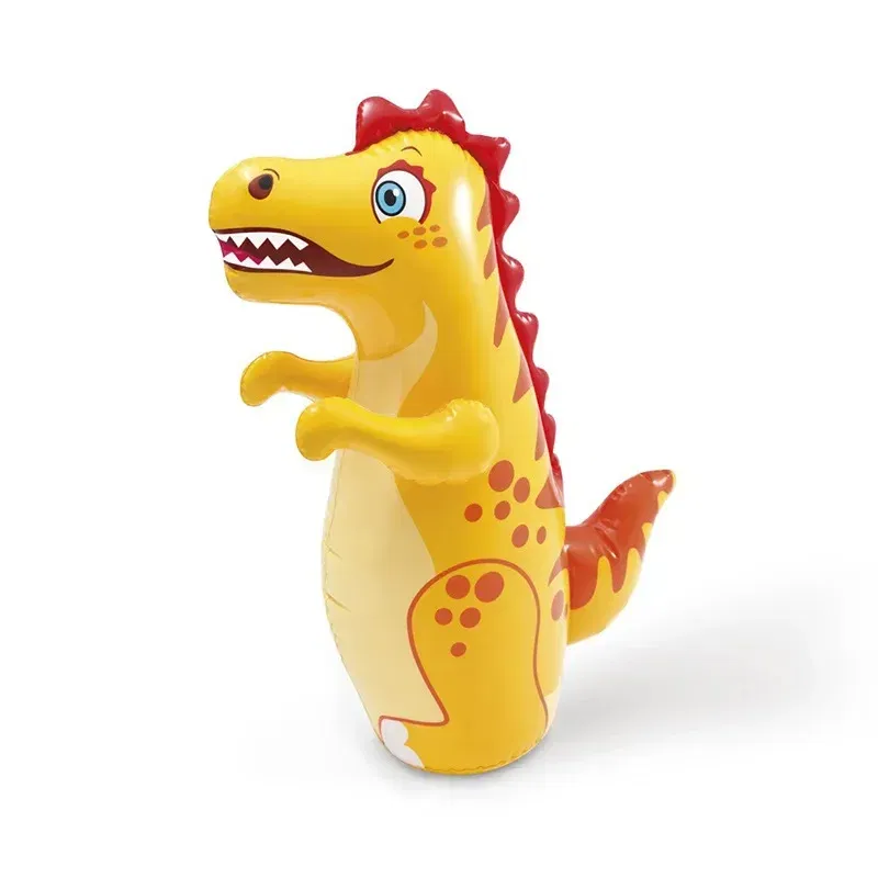 Color: Yellow - Tumbler Boxing Inflatable Punching Bag Boys Games Sport Toys Inflatable Dinosaur Tumbler Toy