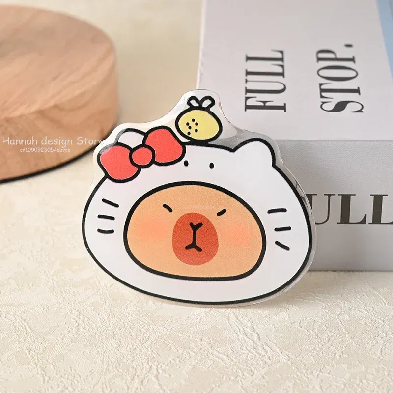Color: Pink - Korean Cute Capibara Kapibara Griptok Guinea Pig Phone Holder Flower Grip Tok Stand Bracket Universal Support For iPhone Samsung