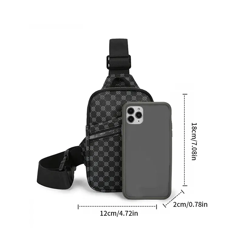 Color: black - VC Simple Casual Men's Mini Chest Bag Lightweight PU Leather Men Crossbody Bag Phone Sling Bags Suitable for Hiking City Walk