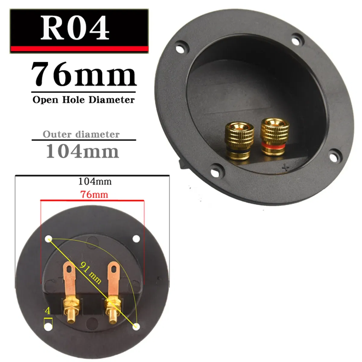 Color: Red, Bundle: Bundle 3 - HIFIDIY LIVE Square circle (Install Hole 49-76) speaker junction Box  Terminal Shell 2 copper Binding Post Wire Cable Connector