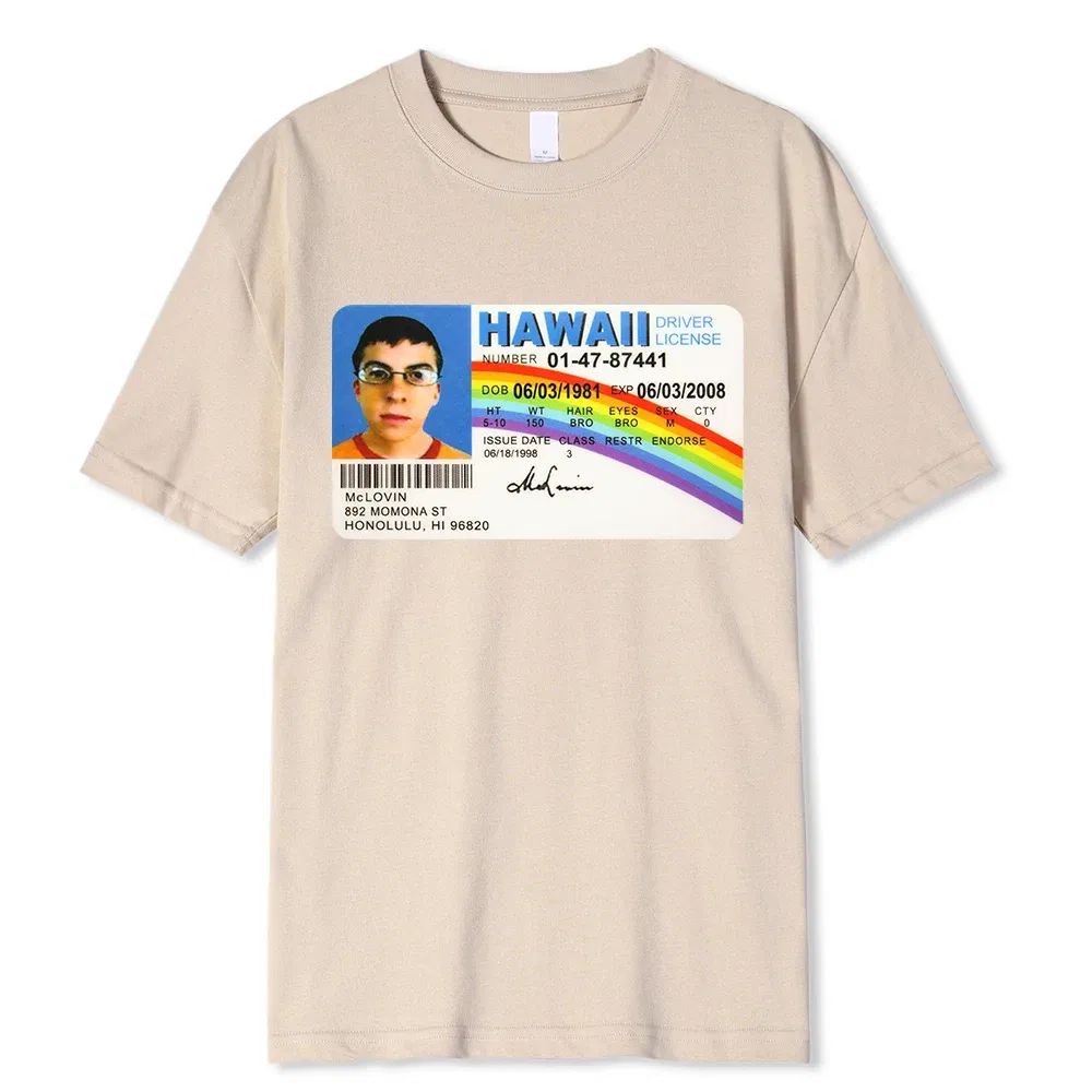 Color: black, Size: S - Homme t Shirt Summer Men t-Shirt Mclovin Id Card Superbad Geek Mens Cotton t-Shirt Unisex t-Shirt Teenagers Cool Soft Clothing