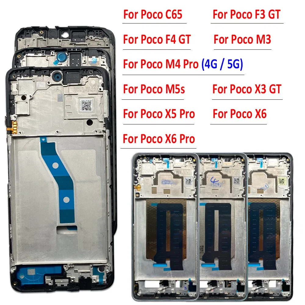 Color: Blue - LCD Screen Middle LCD Front Frame Housing Bezel Plate Panel Chassis For Xiaomi Poco C65 X3 F3 F4 GT M3 M4 Pro 4G 5G M5S X5 X6