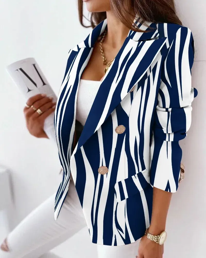 Color: Yellow, Size: XXL - 2022 Autumn and Winter Ruffled Long-sleeved Zipper Print Small Suit Jacket Women Blazers for Women Cropped Blazer Ladies Tops