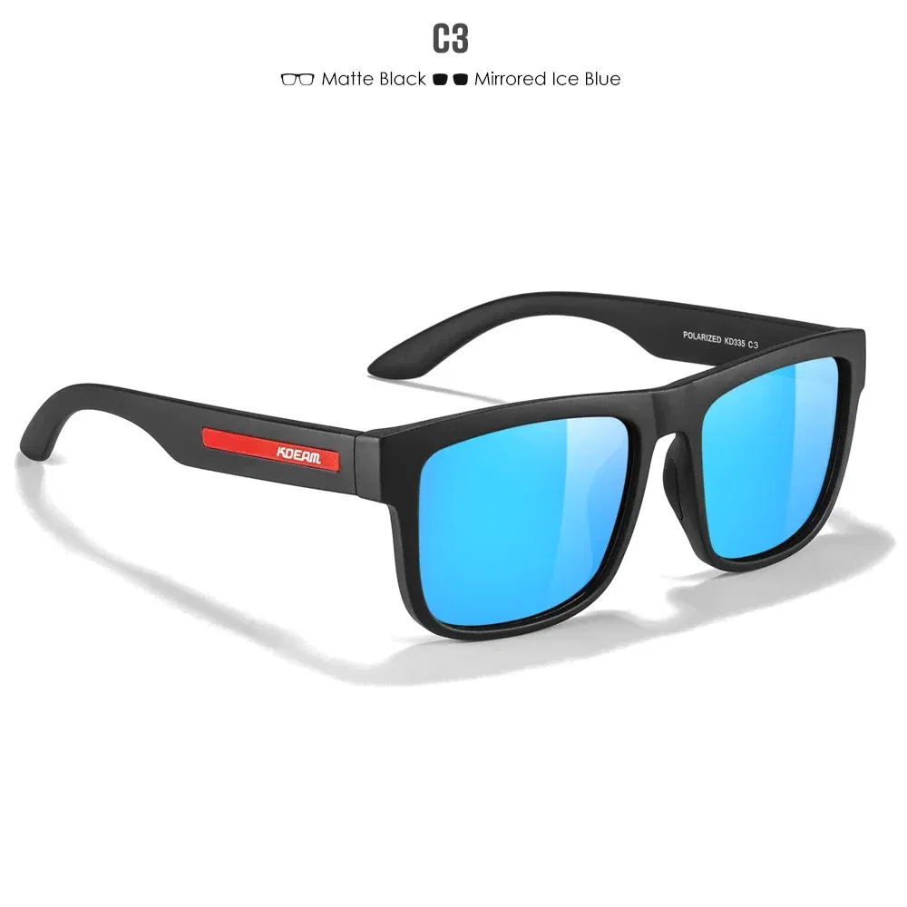 Lenses Color: Blue, Frame Color: black - 2024 KDEAM New Polarized Sunglasses For Men UV400 Protection Lens Black Grey Frame Driving Sun Glasses Fishing Eyewear