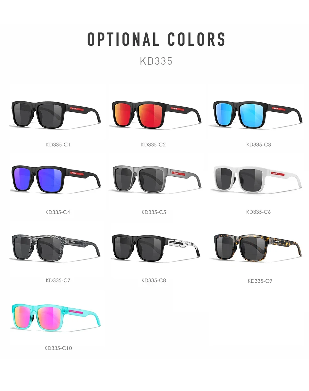 Lenses Color: Blue, Frame Color: black - 2024 KDEAM New Polarized Sunglasses For Men UV400 Protection Lens Black Grey Frame Driving Sun Glasses Fishing Eyewear