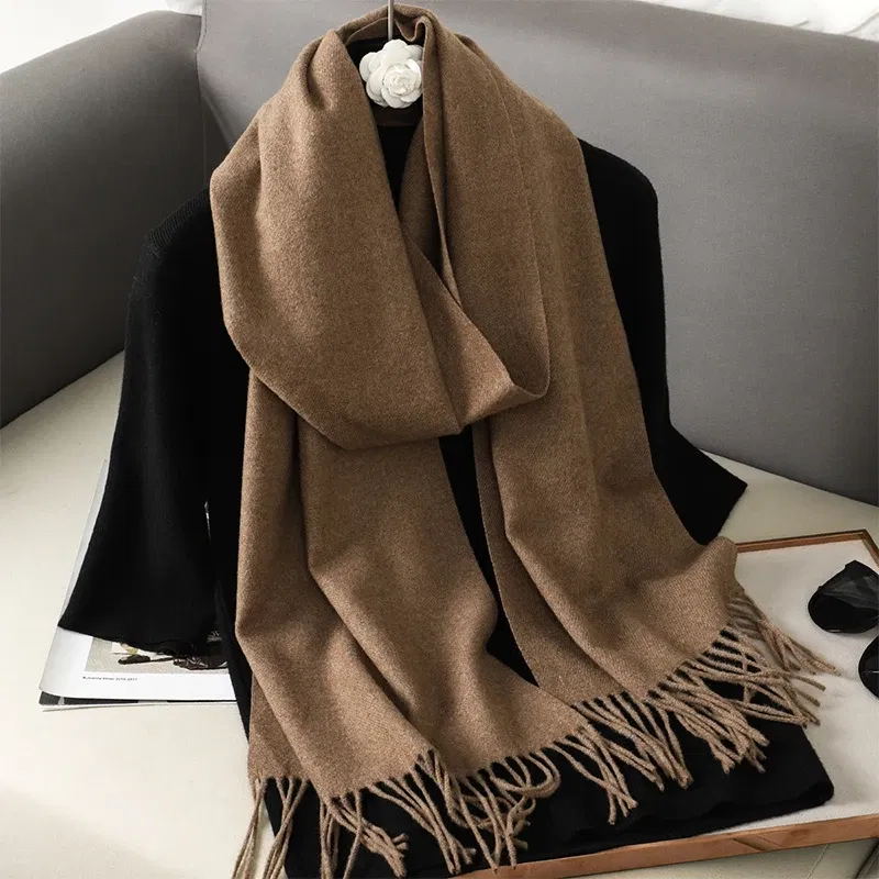 Color: Emerald Green - New 62 Color Winter Scarf For Women Long Warm Cashmere Scarves Hijab Solid Lady Shawl Wrap Female Pashmina Bandana Head Scarfs