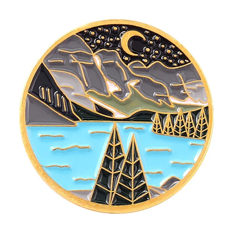 Metal color: Blue - Van Gogh Oil Painting Brooch Van Gogh Brooch Galaxy Brooch Star Moon Sunflower Brooch Art Brooch Van Gogh Lapel Pin