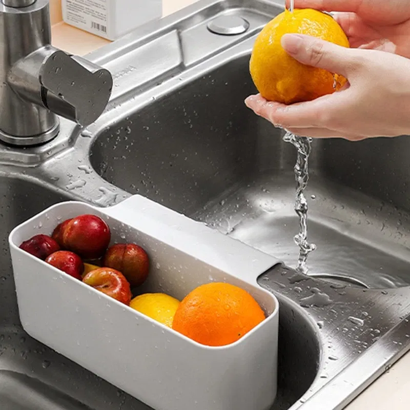 Color: light green - Justdolife Sink Sponge Holder Multifunctional Sink Drain Strainer Basket Sink Storage Rack Kitchen Drainer Rack Storage Basket