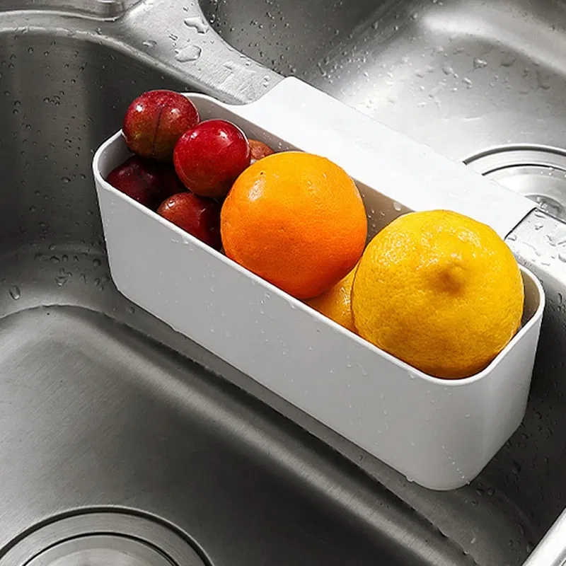 Color: light green - Justdolife Sink Sponge Holder Multifunctional Sink Drain Strainer Basket Sink Storage Rack Kitchen Drainer Rack Storage Basket