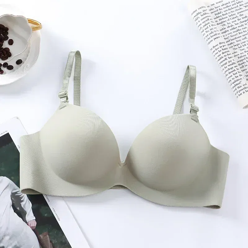 Color: green, Bands Size: 38, Cup Size: A - Women Seamless Bra Sexy Push Up Bralette No Wire Girls Students Breathable Lingerie Fashion 3/4 Cup Wireless Female Lingerie