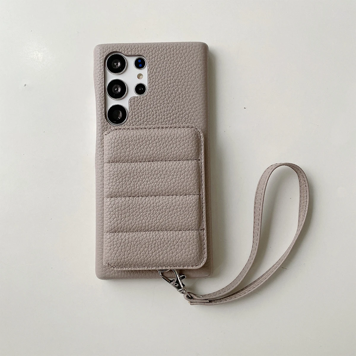 Color: GRAY, Material: Cotton Fabric - Luxury Lanyard Wallet Case For Samsung Galaxy S21 FE S22 S23 Plus Note 20 Ultra A52 A53 A54 5G Lichee Pattern Leather Cover