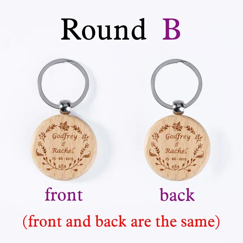 Color: green - 2024 Custom Logo Blank Round Rectangle Wooden Key Chain DIY Promotion Wood Keychains Wedding Gift