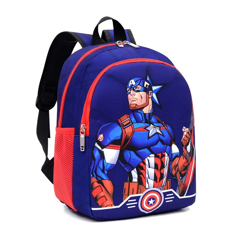 Color: Brown - Disney Marvel Series Backpack Boy's Primary School Schoolbag Double-layer Cartoon Spider-Man Backpack For Boys Gift