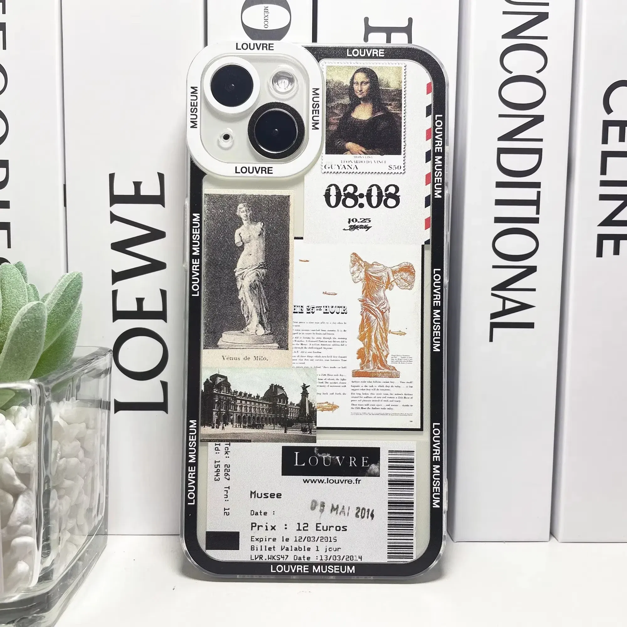 Color: Beige, Material: Neoprene - Van Gogh David Museum Tickets Stickers Collage Art Phone Case For iPhone 14 13 12 11 Pro Max Mini XS X XR SE 7 8 Plus Soft Cover