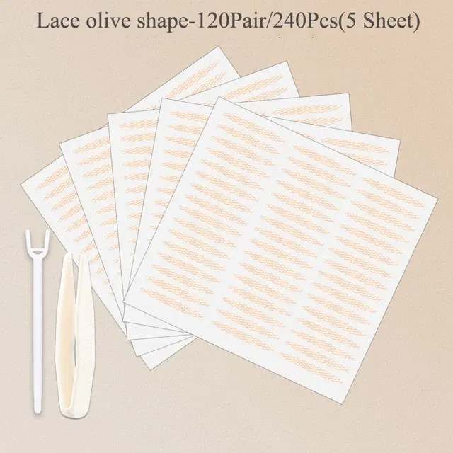 Color: Brushed Slate - Clear Beige Stripe Self-adhesive Natural Eye Tape Makeup Tool Invisible Double Fold Eyelid Lace Paste Eyelid Tape Sticker 240pcs