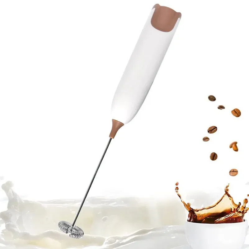 Color: Light Grey - Electric Milk Frother Kitchen Drink Foamer Mixer Stirrer Coffee Cappuccino Creamer Whisk Frothy Blend Egg Beater