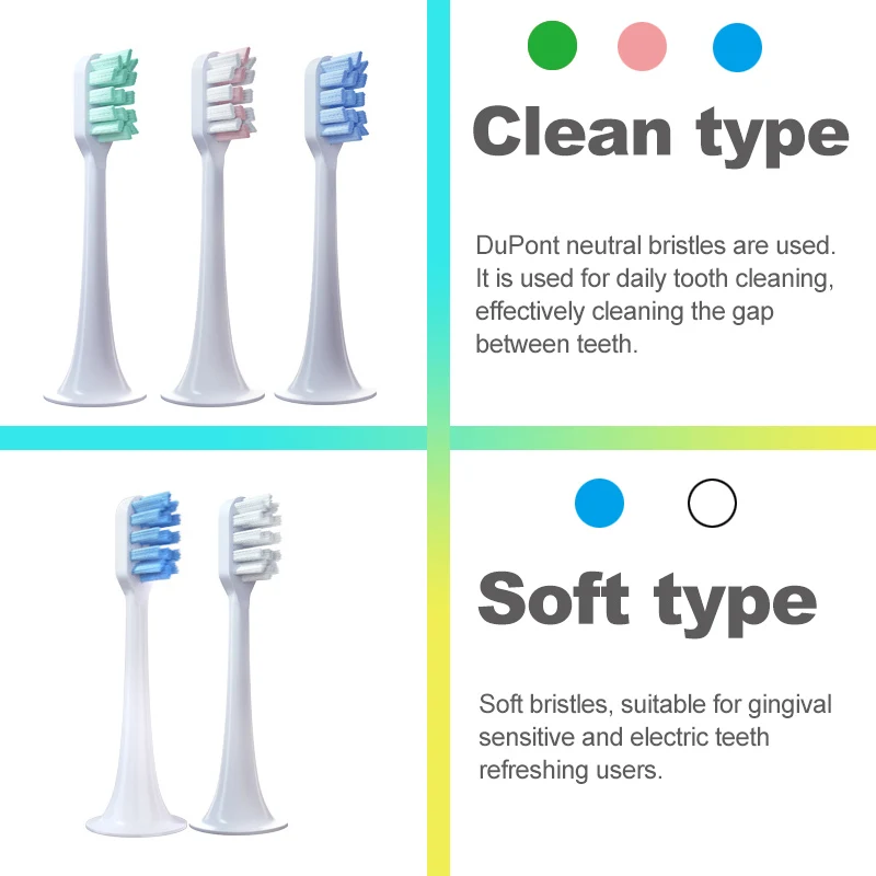 Color: Ivory - For Xiaomi Mijia T300 T500 T700 Ultrasonic For Mijia Mi Electric Toothbrush Nozzles High-density Replacement Tooth Brush Head