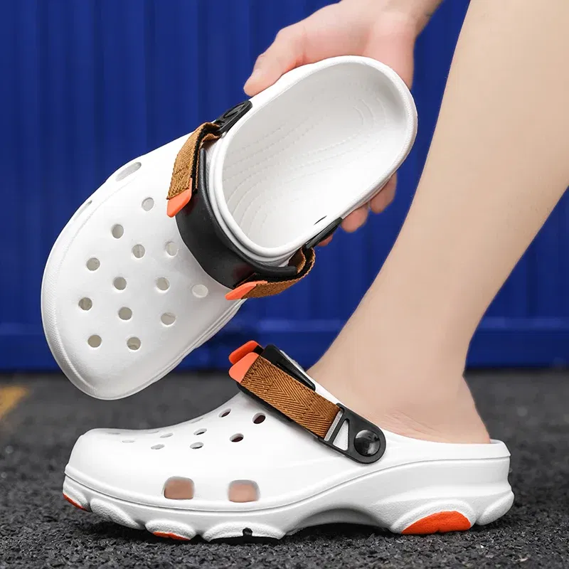 Color: Light Grey, Shoe Size: 38 - Summer Men's and Women's Leisure Breathable Garden Shoes, Couples Outdoor Beach Baotou Cool Drag Hole Shoes