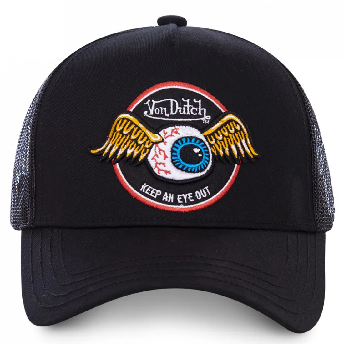 Color: black - VON baseball cap Alphabet sunblock mesh embroidered trucker hat