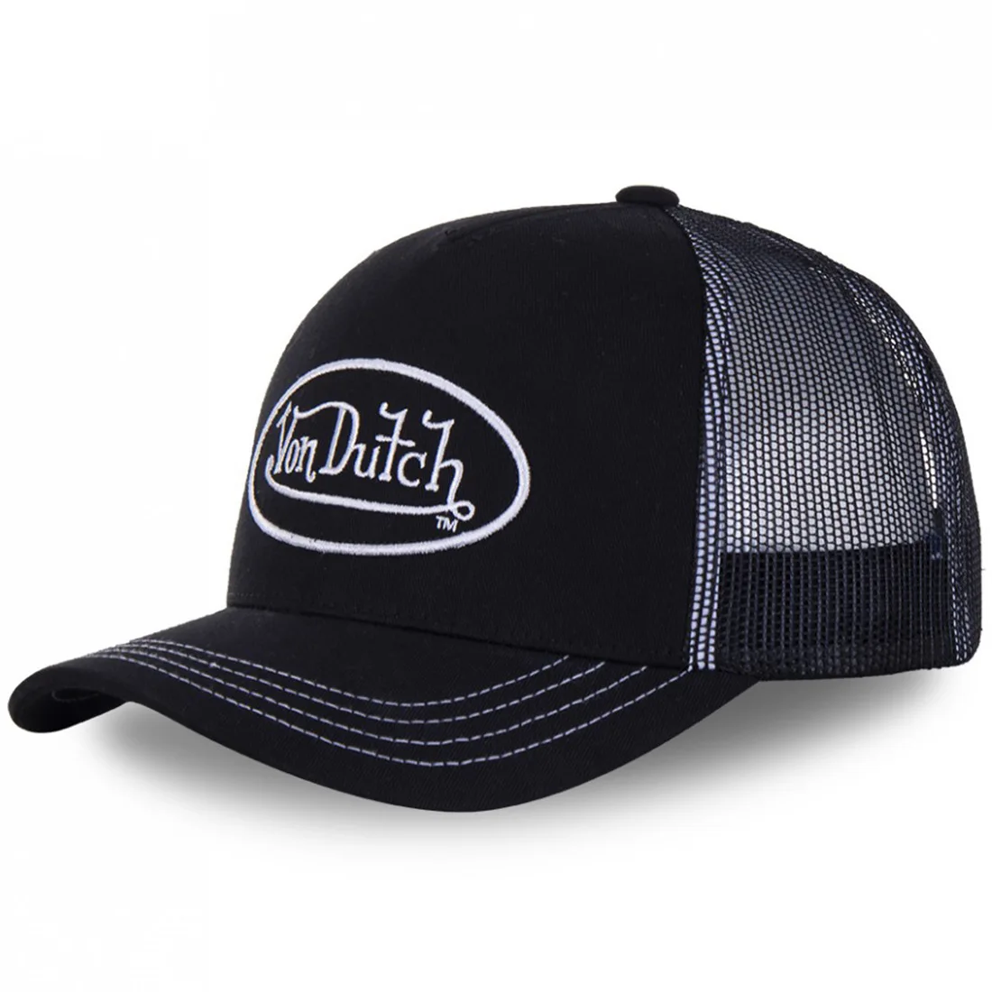 Color: black - VON baseball cap Alphabet sunblock mesh embroidered trucker hat