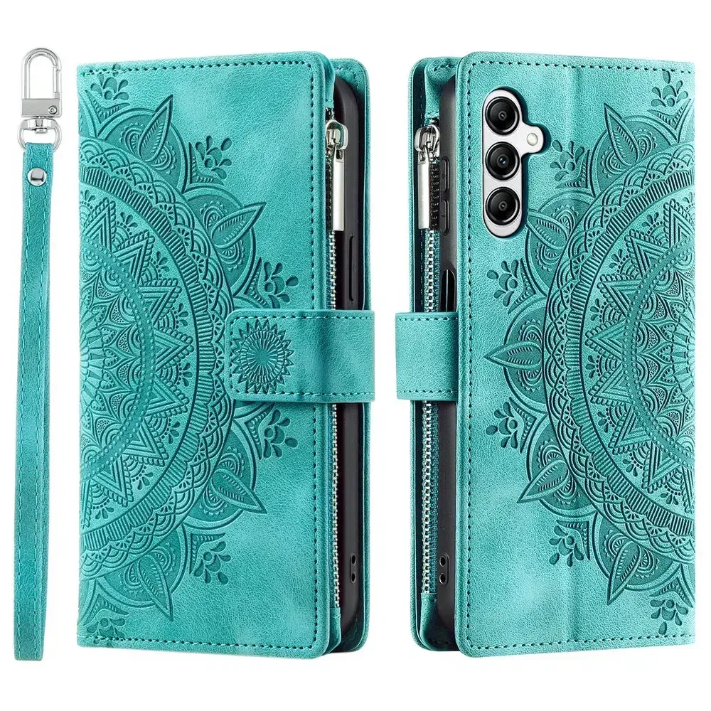 Material: Polyester, Color: Light Blue - A55 A34 A15 5G Zipper Wallet CrossBody Leather Case for Samsung Galaxy A54 Luxury Cover A55 A35 A14 A05 A04 A05s 35 A 55 54 Etui