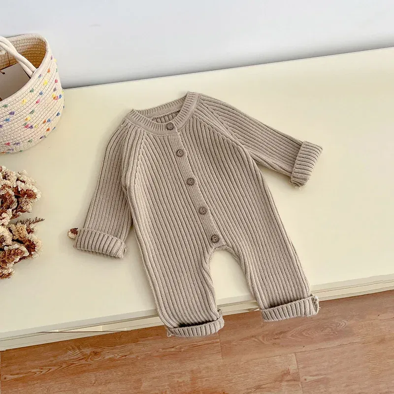 Autumn NewBorns Brief Infant Girls Boys One Piece Clothing Knit Romper Solid Baby Boys Jumpsuit Thicken Knitwear Outfits